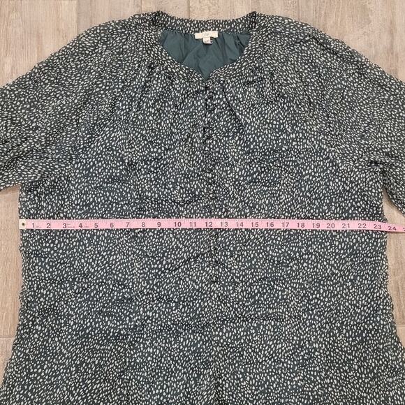 Joie Dress Women Size XXL Arctic Animal Leopard Print Balloon Sleeve Sheer Green - Picture 5 of 15